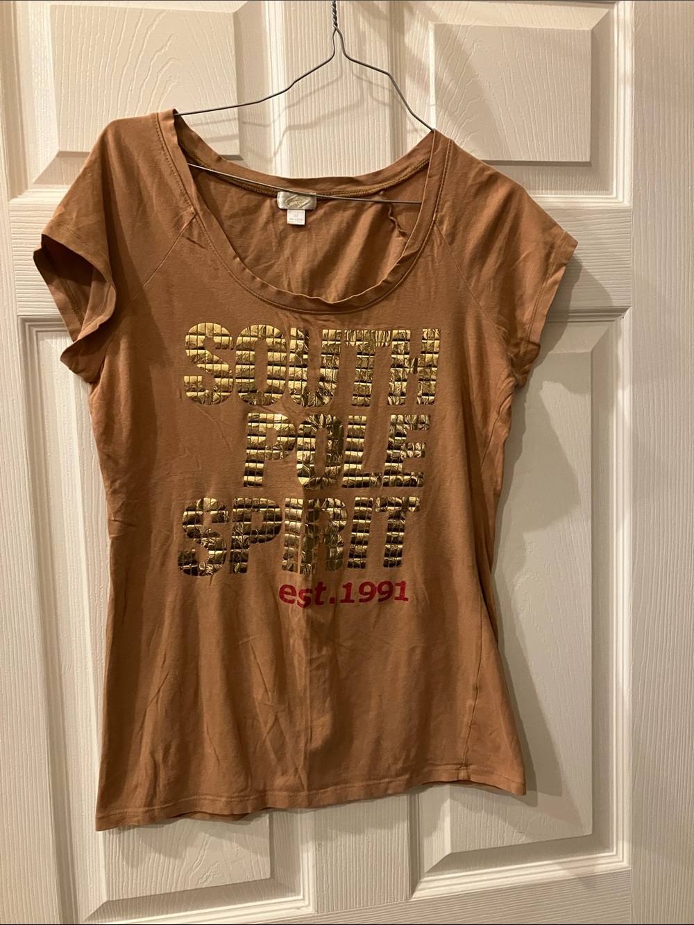 South Pole Women's Short Sleeve Tee in Brown with Gold Logo